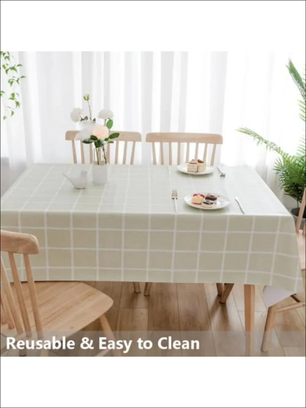 Vinyl Tablecloth Rectangular Waterproof PVC Plaid Table Cover 54x108